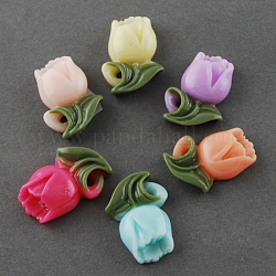 Cabuchones de resina, flor, para el dia de san valentin, color mezclado, 20x14x6mm