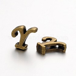 Тибетский стиль антикварные бронзовые покрытые сплавом письма слайд прелести, без никеля , letter.y, 10~12x8~13x4 мм, отверстие : 2x8 мм