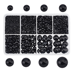 Chgcraft 5166 Stück schwarze, handgefertigte Porzellan-Cabochons, halbrunde, flache Rückseite, Porzellanperlen-Cabochons für Bastel-DIY-Nagelherstellung