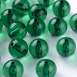 Abalorios de acrílico transparentes, redondo, verde, 20x19mm, agujero: 3 mm, aproximamente 111 unidades / 500 g