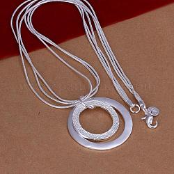 Популярные серебряные однонитевые латунные колье на цепочке из змеи, с плоской круглой подвески, 3 дюйм