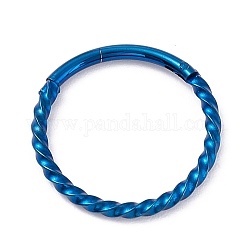 Twisted Ring Hoop Earrings for Girl Women, Chunky 304 Stainless Steel Earrings, Blue, 14.7x1.2mm, 16 Gauge(1.3mm)