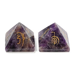 Natural Amethyst Pyramid Healing Figurines, Reiki Stones Statues for Energy Balancing Meditation Therapy, 35x35x30.5mm