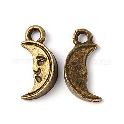 Antique Bronze Tibetan Style Pendants, Cadmium Free & Lead Free, Moon, 13.5x7x3mm, Hole: 2mm