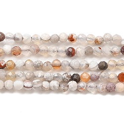 Perles en agate mexicaine naturelle, ronde, facette, 2mm, Trou: 0.5mm, Environ 201 pcs/chapelet, 15.55'' (39.5 cm)