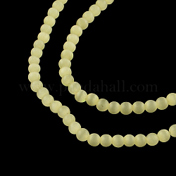 Cat Eye Glass Bead Strands, Round, Champagne Yellow, 3mm, Hole: 0.5mm, about 132pcs/strand, 15.3inch
