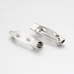Eisen Brosche Sicherheitsverschluss bar Pins Pin zurück mit 2 Löcher, Platin Farbe, 25x5x6 mm, Bohrung: 1.5 mm