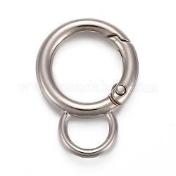 Legierung Feder Tor Ring, mit Schleife, Kreis Schlüsselringe, für Handtaschenschmuck Dekoration, cadmiumfrei und bleifrei, Platin Farbe, 33x24x3.5 mm, Bohrung: 9x7 mm