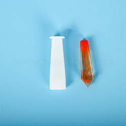 Moules en silicone cristal pendule, moules pendentifs cristaux de quartz, pour la résine UV, fabrication de bijoux en résine époxy, blanc, 2.2x1.5x7.3 cm, Diamètre intérieur: 1x1.1 cm