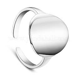Shegrace простой дизайн, 925 серебряные кольца-манжеты с родиевым покрытием, открытые кольца, с диском, платина, 18 мм