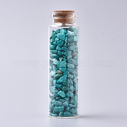 Стеклянная бутылка желающих, для украшения кулона, с синтетическими бирюзовыми бусинами внутри и пробкой, 22x71 мм