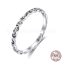 925 Sterling Silver Finger Rings, Vines, Antique Silver,  US Size 8(18.1mm)