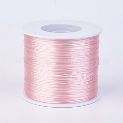 Cuerda de cristal elástica plana, Hilo de cuentas elástico, para hacer la pulsera elástica, rosa, 0.7mm, alrededor de 546.8 yarda (500 m) / rollo