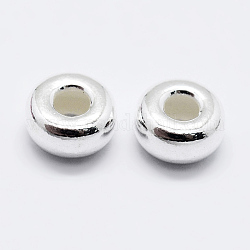 Perles 925 en argent sterling, rondelle, couleur d'argent, 4.5x2mm, Trou: 1.2mm