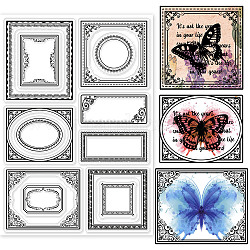 GLOBLELAND Vintage Label Clear Stamps Classical Lace Frame Silicone Clear Stamp Photo Frame Seals for DIY Scrapbooking Journals Decorative Cards Making Photo Album DIY Craft