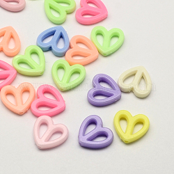 Opaque Acrylic Beads, Heart, Mixed Color, 16x17x4mm, Hole: 2mm, about 940pcs/500g