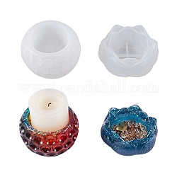 2Pcs 2 Styles Candle Holder Silicone Molds, Resin Casting Molds, For UV Resin, Epoxy Resin Craft Making, White, 1pc/style