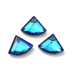 Colgantes de cristal de galvanizado, espalda plateada, facetados, en forma de abanico, azul oscuro, 12x15x5mm, agujero: 1.2 mm