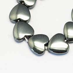 Chapelets de perles en hématite synthétique sans magnétiques, Grade a, cœur, noir, 10x11x4mm