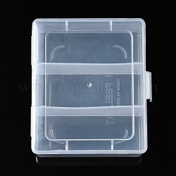 Rectangle Polypropylene(PP) Bead Storage Containers, with Hinged Lid and 3 Grids, for Jewelry Small Accessories, Clear, 11.65x9.7x4.3cm, Compartment: 91x36mm