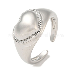 Латунные открытые кольца манжеты, сердце, платина, внутренний диаметр: 17.6 мм