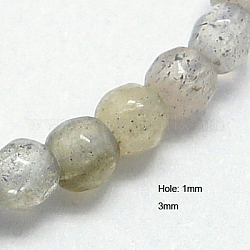 Natural Labradorite Beads Strands, Faceted, Round, 3mm, Hole: 1mm
