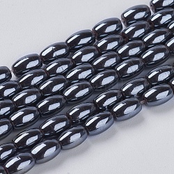 Perles en hématite synthétique sans magnétiques, ovale, noir, 5x3mm, Trou: 0.8mm, Environ 82 pcs/chapelet