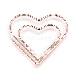 Железные скрепки в форме сердца, милые скрепки, забавные закладки маркировочные клипы, розовое золото , 27x29.5x1 мм