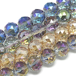 Electroplate Glass Beads Strands, Rainbow Plated, Faceted, Round, Mixed Color, 19~20mm, Hole: 2mm, about 30pcs/22 inch