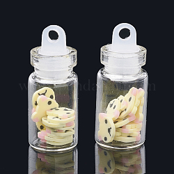 Accessories de décoration d'art d'ongle en argile polymère manuels, avec bouteille de verre et bouchon de bouteille en plastique ccb, ours, jaune clair, 4~7x4~8x0.1~1mm, bouteille: 27.5x11 mm, Trou: 3mm
