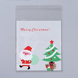 Sacchetti di biscotti natalizi, Sacchetti di OPP cellofan, sacchetti di caramelle autoadesivi, per articoli regalo per feste, rosso, 13x10x0.01 cm, 95~100 pc / sacchetto