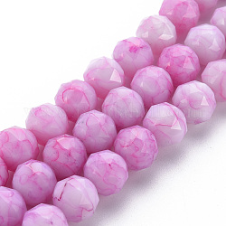 Fili di perle di vetro verniciate opache da forno, pietre d'imitazione, sfaccettato, tondo, perla rosa, 12x11mm, Foro: 1.5 mm, circa 32pcs/filo, 13.90 pollice (35.3 cm)