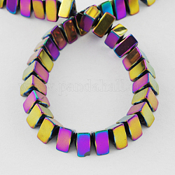 Chapelets de perles en hématite synthétique sans magnétiques, Grade a, triangle, multi-couleur plaquée, 7x8x4mm, Trou: 1mm