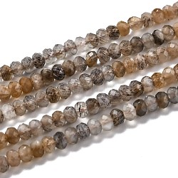 Brins de perles naturelles multi-pierre de lune, facette, plat rond, 4x3mm, Trou: 0.6mm, 15.35'' (39 cm)