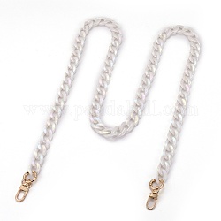 Opaque Acrylic Twist Chains Bag Handles, with Alloy Spring Gate Ring & Swivel Clasps, for Bag Straps Replacement Accessories, Golden, White, 118cm