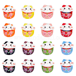 OLYCRAFT 16Pcs 8 Colors Lucky Cat Ceramic Beads Maneki Neko Spacer Beads Handmade Ceramic Loose Beads Fortune Cat Porcelain Beads for Jewelry Making Nacklace Bracelet Earrings Accessories - Hole 2mm