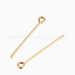Ion Plating(IP) 304 Stainless Steel Eye Pins, Golden, 40mm, Hole: 1.9x2mm, Pin: 0.6mm