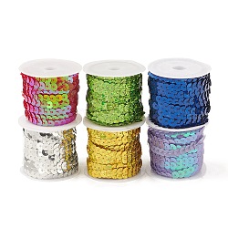 Rollos de lentejuelas y adornos de plástico, accesorios del ornamento, color mezclado, 6x1mm, aproximamente 4~5 m / rollo