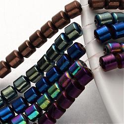 Chapelets de perles en hématite synthétique sans magnétique, colonne, couleur mixte, 6x6mm, Trou: 1mm, Environ 67 pcs/chapelet, 15.7 pouce