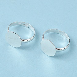 Ottone basi anello pad,  piombo e cadmio libero, regolabile, colore argento placcato, 12mm