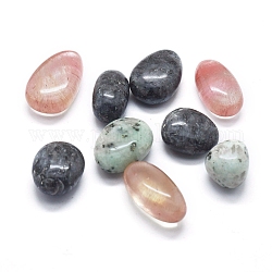 Perles de pierre mixtes naturelles et synthétiques, pas de trous / non percés, pierre roulée, gemmes de remplissage de vase, pépites, 18~32x16~21x12~14mm