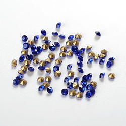 Glass Pointed Back Rhinestone, Faceted Diamond, Back Plated, Sapphire, 2x2mm, about 1440pcs/bag