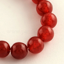 Chapelets de perle rondes en jade naturel teinté, rouge foncé, 8mm, Trou: 1mm, Environ 48 pcs/chapelet, 14.9 pouce