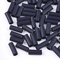 Rubber Beads, Tube, Prussian Blue, 12~12.5x4~4.5mm, Hole: 3mm, about 4000pcs/500g