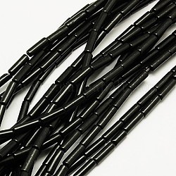Filo di perline turchesi sintetici, tinto, colonna, nero, 13x4mm, Foro: 1 mm, circa 32pcs/filo, 16 pollice