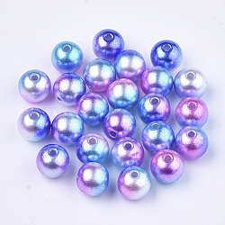 Regenbogen ABS Kunststoff Nachahmung Perlen, Farbverlauf Meerjungfrau Perlen, Runde, Medium Orchidee, 5.5~6x5~5.5 mm, Bohrung: 1.5 mm, ca. 5000 Stk. / 500 g