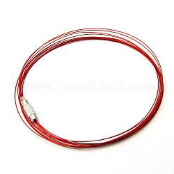 Steel Wire Bracelet Cord, with Brass Clasps, Red, 440x0.5mm