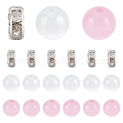 Sunnyclue bricolage perles fabrication de bijoux kit de recherche, y compris des perles rondes en œil de chat, Perles séparateurs en laiton avec strass, rose, 120 pcs / boîte