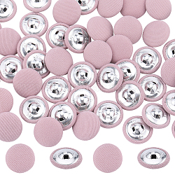 Gorgecraft 50Pcs 1-Hole Cloth Buttons, with Aluminium Findings, Flat Round Button, Pink, 19x9mm, Hole: 2x2.5mm