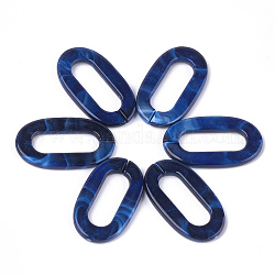 Anneaux liant acrylique, connecteurs à liaison rapide, pour la fabrication de chaînes de bijoux, style de pierres fines imitation, ovale, bleu foncé, 36.5x21x3.5mm, Trou: 24.5x8.5mm, environ: 290 pcs / 500 g
